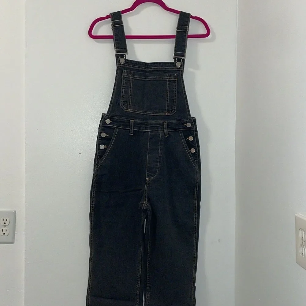 NWT WEWOREWHAT women’s size 2 straight tapered adjustable long overall jeans